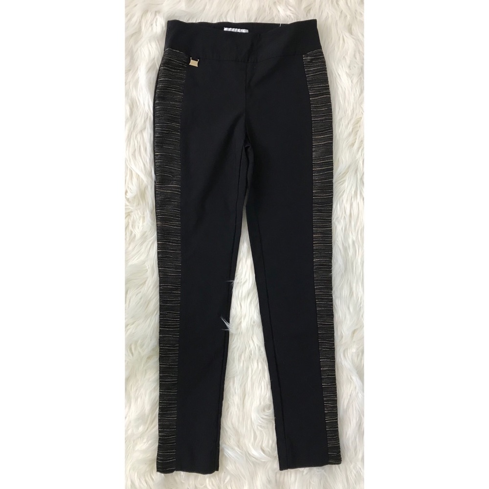 JOSEPH RIBKOFF pants black w/ gold metallic 8 NEW